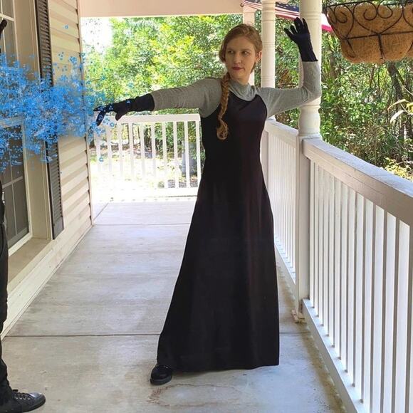 Vintage M formal maxi dress polyester sparkle metallic formal dress - Picture 2 of 8